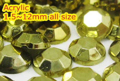 Золотой геметит цвет 1,5~ 12 мм плоские круглые акриловые бусины/камни, Акриловая Смола 3D дизайн ногтей/украшение одежды