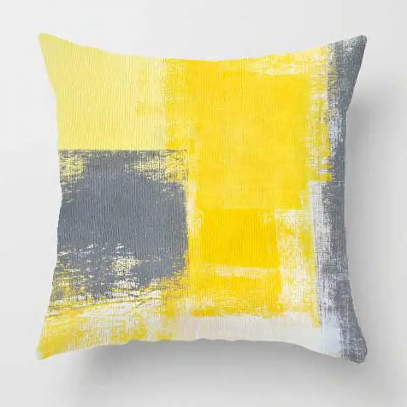 Nordic Стиль желтый Чехлы для подушек с геометрическим рисунком Подушка Чехол Современный домашний декор граффити Печать Серый диванные подушки, чехлы для стула