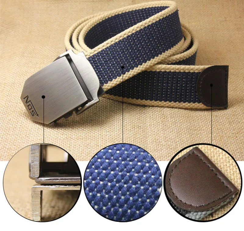 Unisex tactical belt Top quality 4 mm thick 3.8 cm wide casual canvas belt Outdoor Alloy Automatic buckle Men Belt 110-140cm genuine leather belt