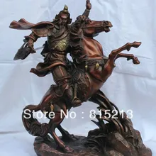 Bi00488 1" Китайский Фэн-Шуй Бронзовый Дракон Гуань Гун Юй Воин Бог На Статую Коня
