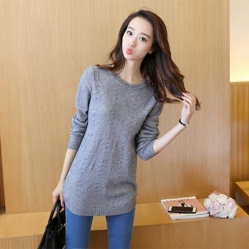 

Women Casual Knitted Sweaters Autumn Winter Fashion Basic Pullover Female Jumpers Long Sleeve Pullover