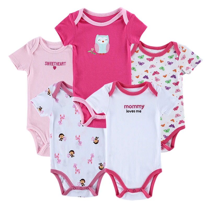 Новорожденных Baby Boy Весна Одежда наборы хлопок 5PCS / LOT Младенцы комбинезон милый животных Печатные Девочки Одежда