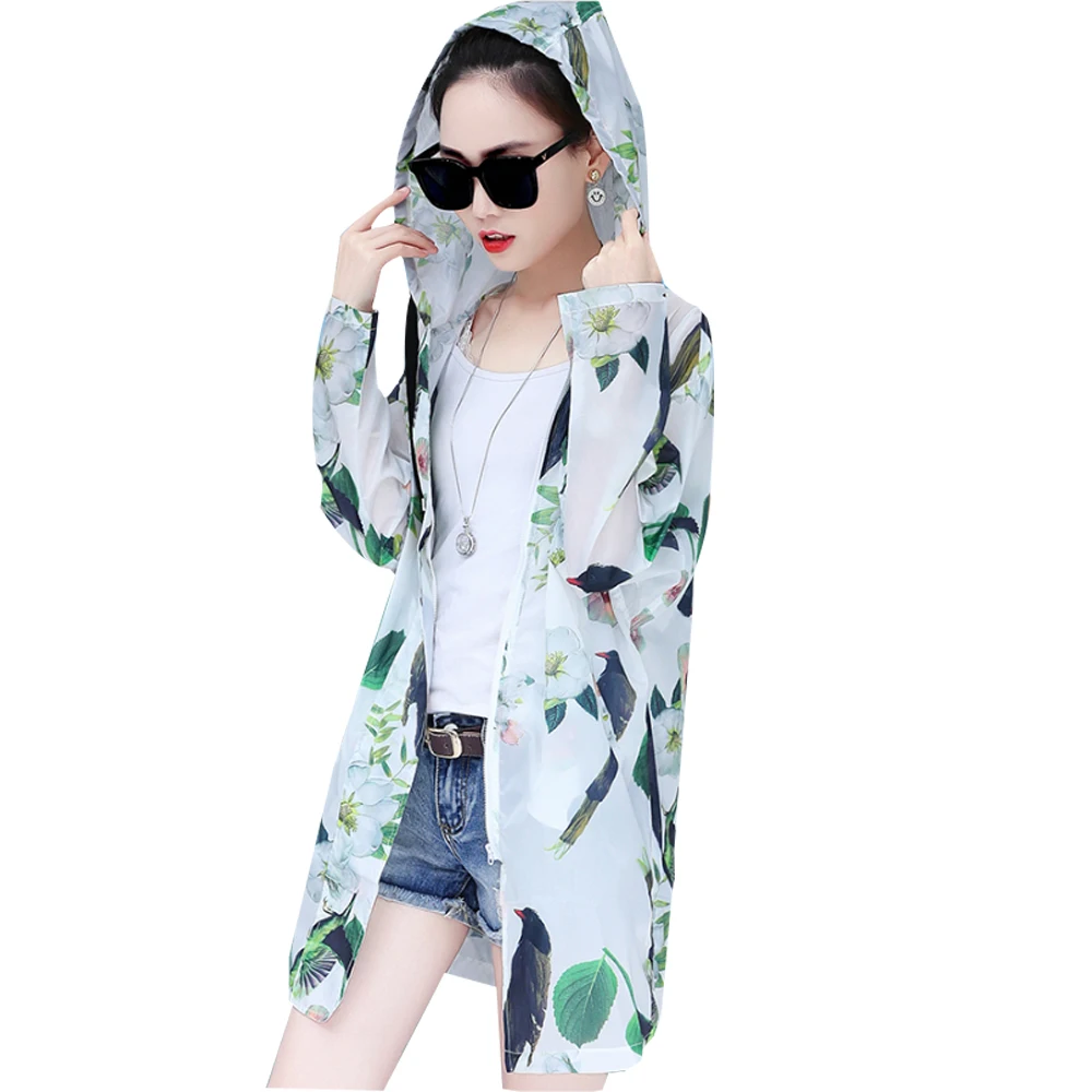 2018 Women New Print Sun Protection Hoodied Jacket Anti UV