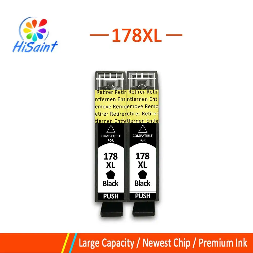 Hisaint 178xl совместимый картридж с чернилами Замена для hp 178 XL для hp Photosmart 7515 5515 B109a B010b B209 B210 3070A - Цвет: 2 black 2pcs