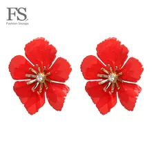 Модная новинка, модные романтические серьги-гвоздики с большим цветком для женщин, свадебные очаровательные аксессуары, милые Букле д 'Орель