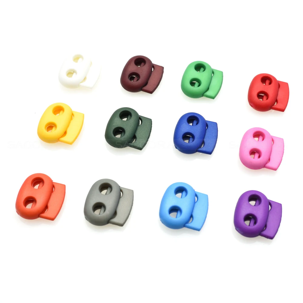 

100pcs/pack Mixed Colorful 5mm Hole Plastic Stopper Cord Lock Bean Toggle Clip Apparel Shoelace Sportswear Accessorie