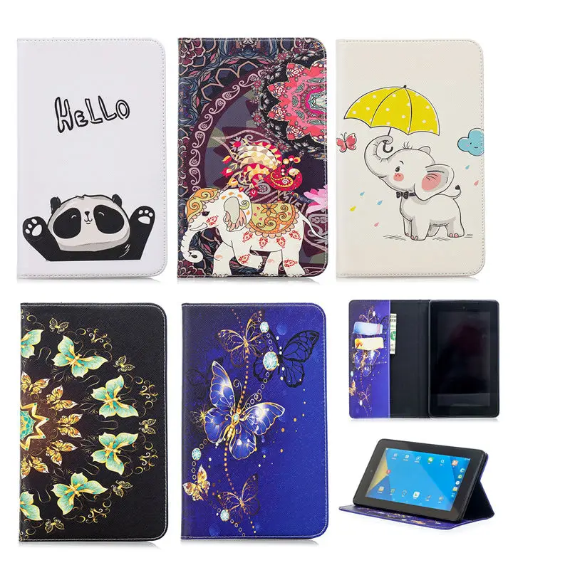 for Amazon Kindle Fire 7 2017 Tablet Case Fire 7 2015 Cover Wallet Fold