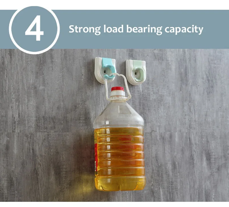 Wall Mounted Holder Kitchen Bathroom Storage Holder Organizer Mop Broom Rack Storage Holders Traceless Rack   (15)