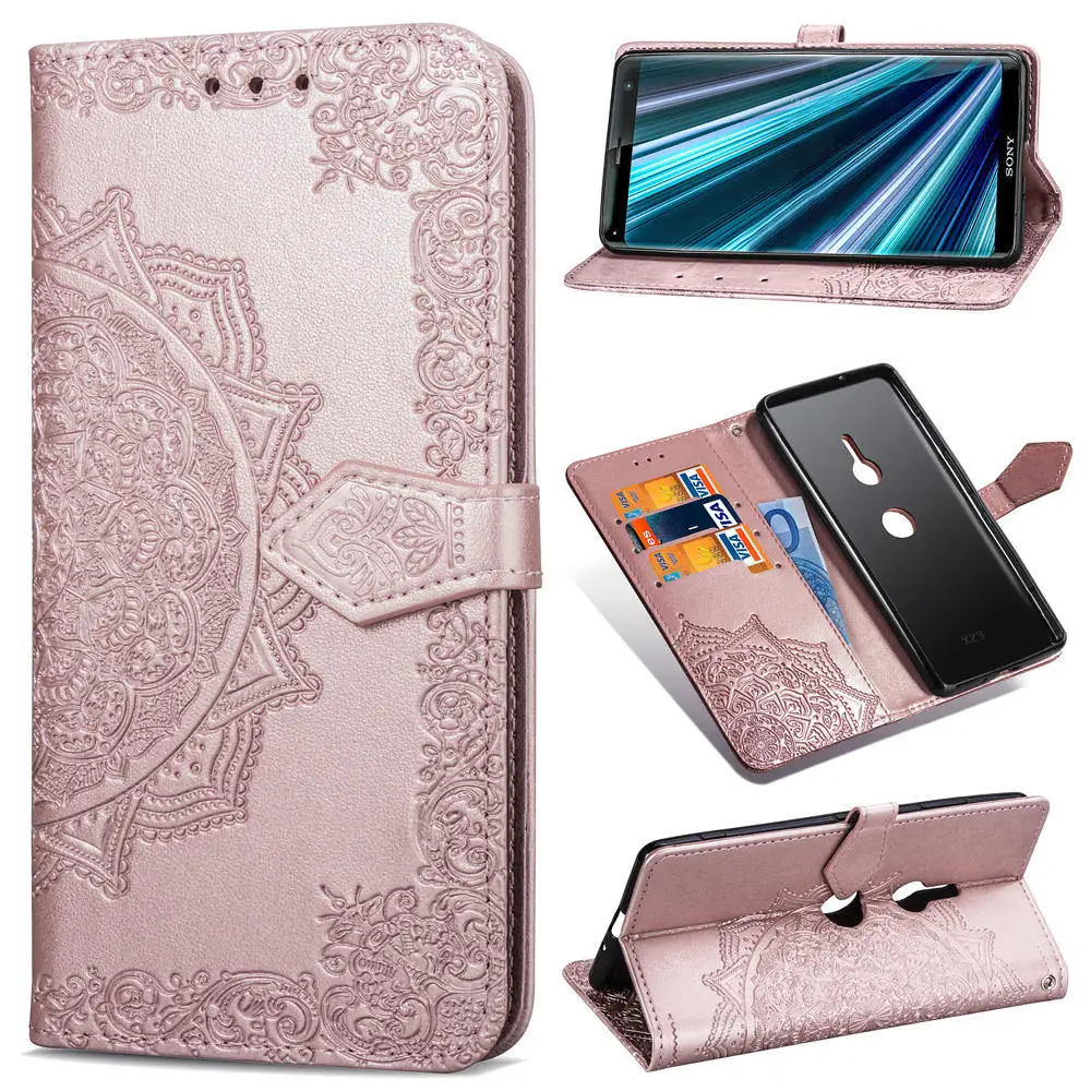 Тисненый чехол для Sony Xperia XZ3 Модный из искусственной кожи с принтом карт
