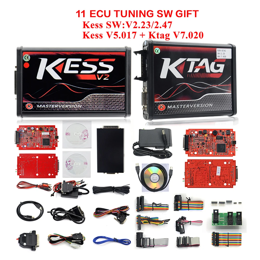 Онлайн V2.47 ЕС красный Kess V5.017 OBD2 менеджер Тюнинг Комплект KTAG V7.020 4 светодиодный Kess V2 5,017 рамка фонового режима отладки K-TAG 7,020 ЭБУ программа