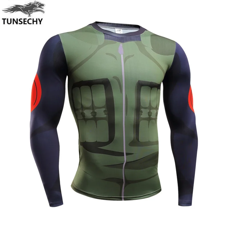 

Spring/summer 2019 men's fitness long-sleeved T-shirt, super hot Japanese anime fire forbear printed round collar T-shirt