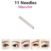 11 Булавки microblading Вышивка Крестом Иглы постоянный Макияж бровей лезвия для 3D Вышивка Руководство татуировки Pen машина Косметическая брови