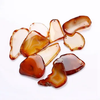 

Original Natural Gemstone Irregular Agate Pendant Long Necklace Beads Chain Amber Agate slice Fashion Crystal Chakra Women Gift