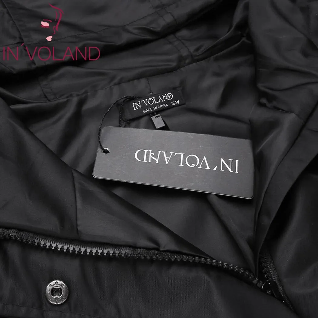 IN'VOLAND Large Size Women Jacket Coat XL-5XL Spring Autumn Casual Hooded Long Sleeve Outwear Lightweight Big Overcoat Plus Size