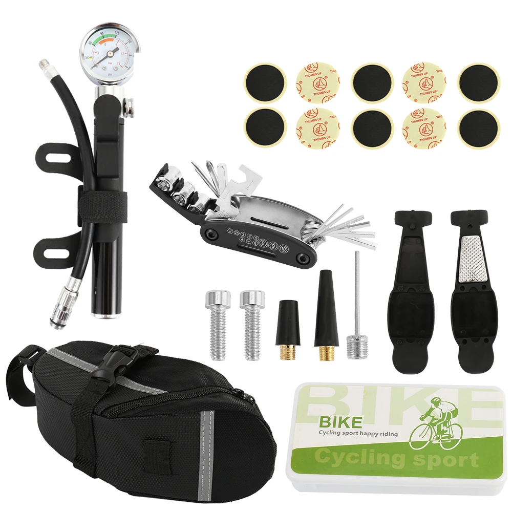 

Bike Emergency Heavy Duty Tubeless Tire Puncture Tyre Repair Plug Set Bicycle Tool Cycling Accessories MTB Gas Cylinder Gauge