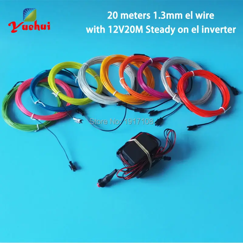 

10 colors choice 20M 1.3mm EL Wire Flexible Neon LED glowing Light Tube Rope Powerd by Batteries With Party Wedding Home Decora