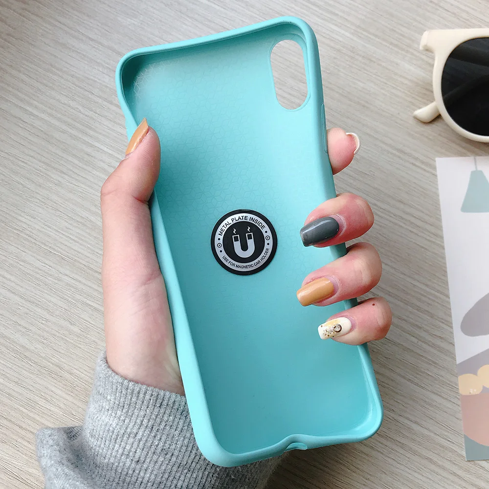 KIPX1110_4_JONSNOW Pure Color Phone Case for iPhone XS XR XS Max 6 6S 7 8 Plus Matte Soft TPU Solid Cover with Ring Holder Capa Fundas