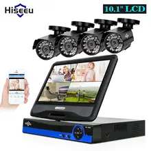 Hiseeu 4CH 720P CCTV KIT System with 10inch Displayer Bullet Outdoor waterproof video Surveillance Camera AHD Security System