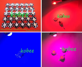 

100 pcs 3W Royal Blue 445-450nm, Deep Red 660nm, Full Spectrum 400-840nm Plant Grow with 20mm Star Base