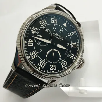 

45mm Parnis Date Black Dial Power Reserve ST2530 Automatic Men's Watch