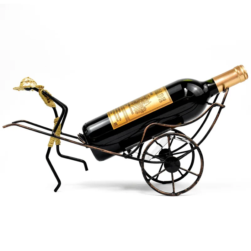 Китайские рикши винные стойки держатели для бутылок барные настольные украшения креативный подарок для домашнего декора Железный винтажный подставка для шампанского дисплей