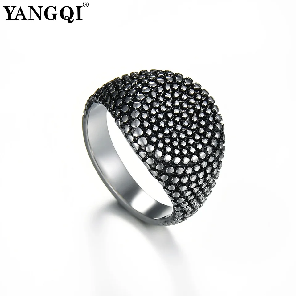 

YANGQI Full Salient Point Stainless Steel Round Rings for Men Cool Punk Gothic Style Male Ring Party Club Style Lucky Jewelry