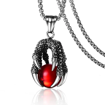 

Punk Gothic 316L Stainless Steel Dragon Claw Pendant & Necklaces for Men Jewerly Dark Silver Color
