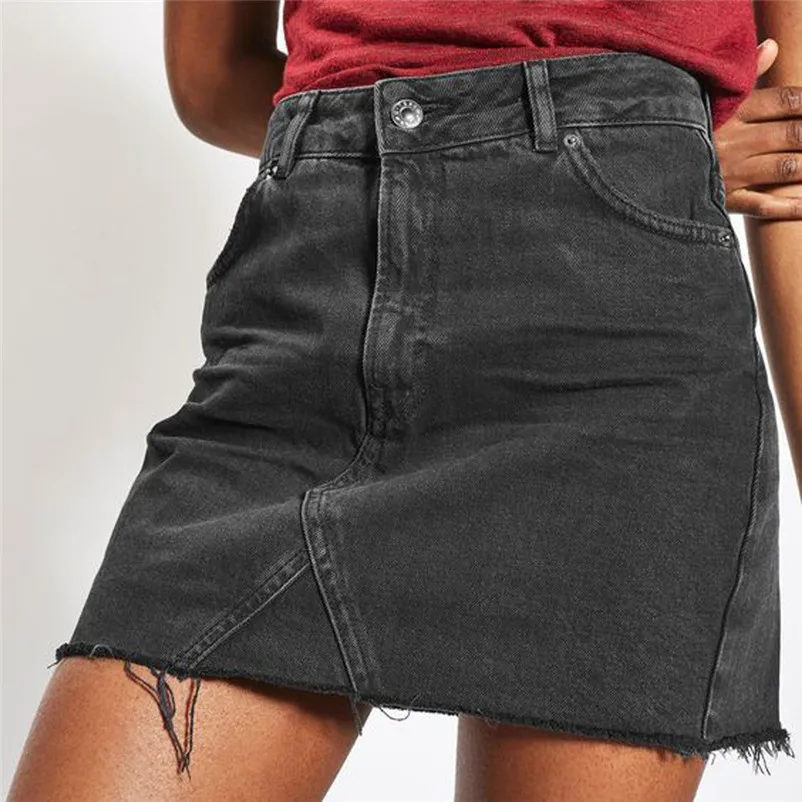 HOT sell Fashion 2018 Summer style Skirt Women's Bodycon Short Jean sexy Skirt Cotton A-Line Denim Distressed Femme Saia A06#N (3)