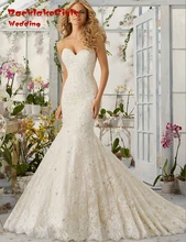 BacklakeGirls Sexy Custom Made Lace Appliques Sleeveless Court Train Latest Mermaid Tulle Wedding Dresses 2017