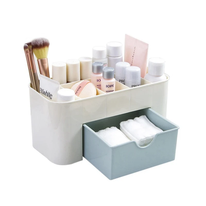 

Urijk Multi-functional Plastic Makeup Box Jewelry Box Cosmetic Storage Organizers With Small Drawer Desk Sundries Organizers