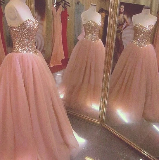 rose gold and pink prom dress