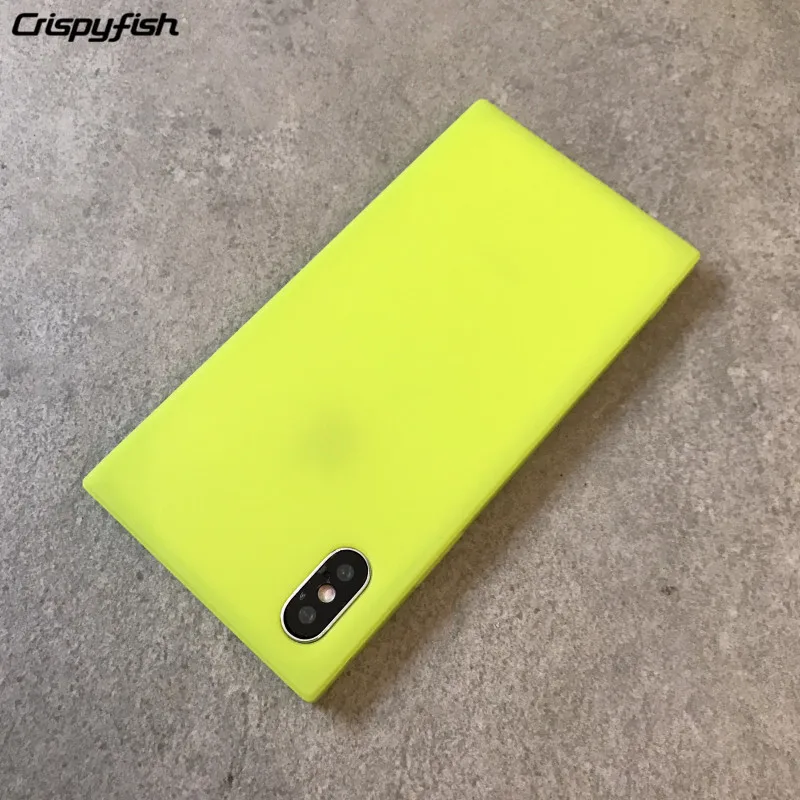 Crispyfish квадратный матовый простой чехол для телефона для iphone 7 8 Plus, мягкий силиконовый чехол из ТПУ для 6 6s X Xs
