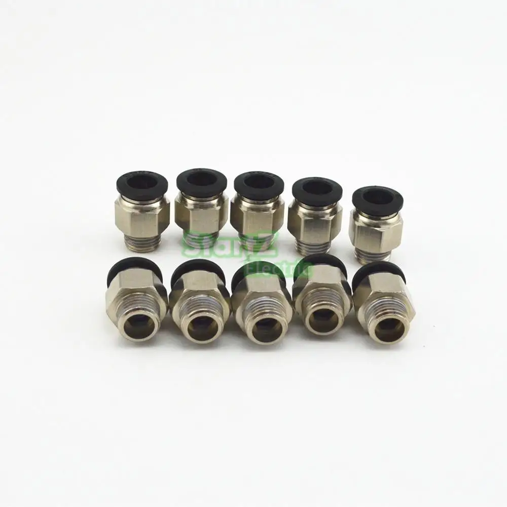 

10PcsHigh quality 12mm to 1/4'' Thread Male Straight Pneumatic Tube Push In Quick Connect Fittings Pipe