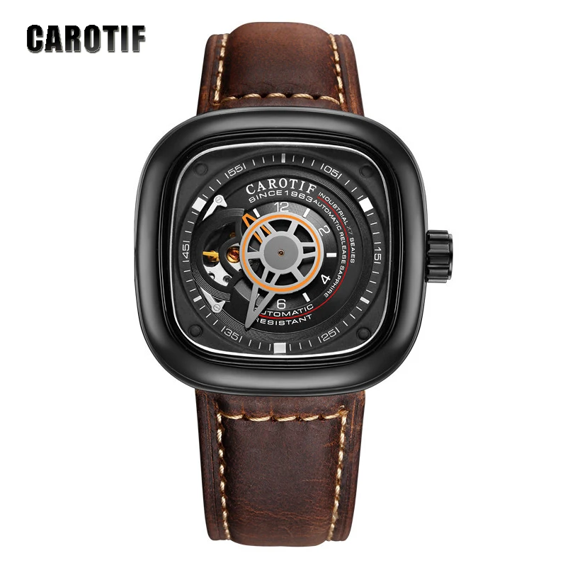 

CAROTIF Mechanical Men's Watches Luxury Brand Men's Watch Leather Creative WatchBusiness Watch erkek kol saati relogio masculino