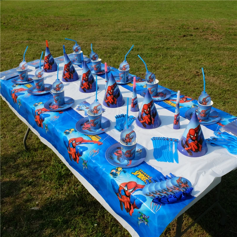 Набор для детского украшения на день рождения с изображением Человека-паука, супергероя, Мстителей, вечерние принадлежности для детского дня рождения, вечерние принадлежности, AW-1664