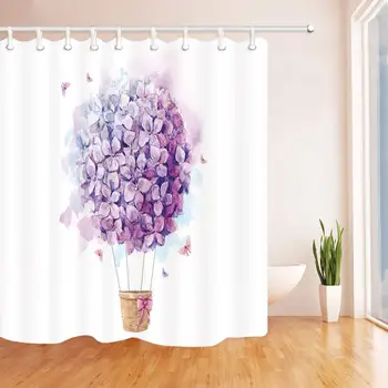 

Natural Botanical Plants Bath Curtain Watercolor Hand Drawn Flowers Blossoms Polyester Fabric Waterproof Shower Curtain