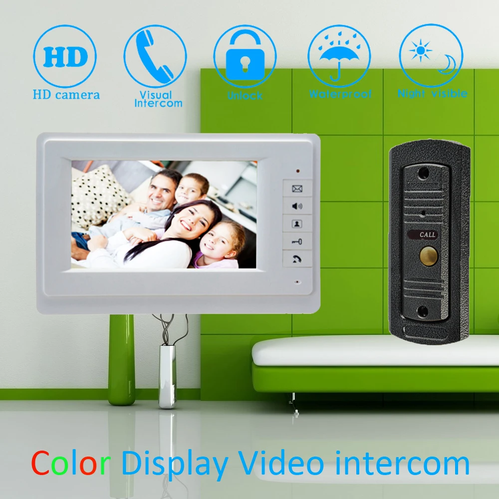 Discount  (1 Set) white color 7 inch Monitor Home Improvement Video Door Phone Home Security Digital Doorbell