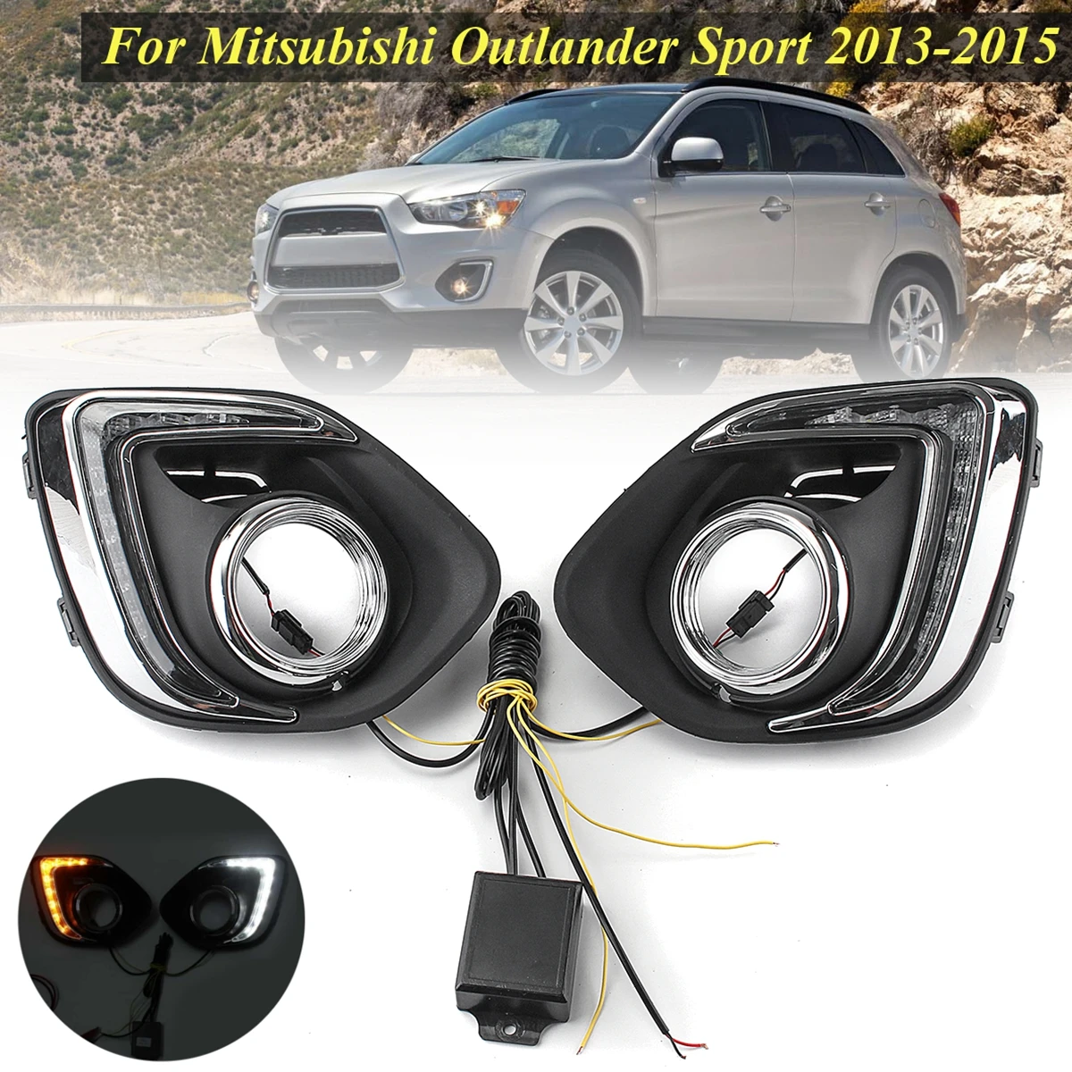 

1 Pair LED DRL Daytime Daylight Running Lights 12v warning lamp car-Styling lights for Mitsubishi ASX Outlander Sport 2013-2015