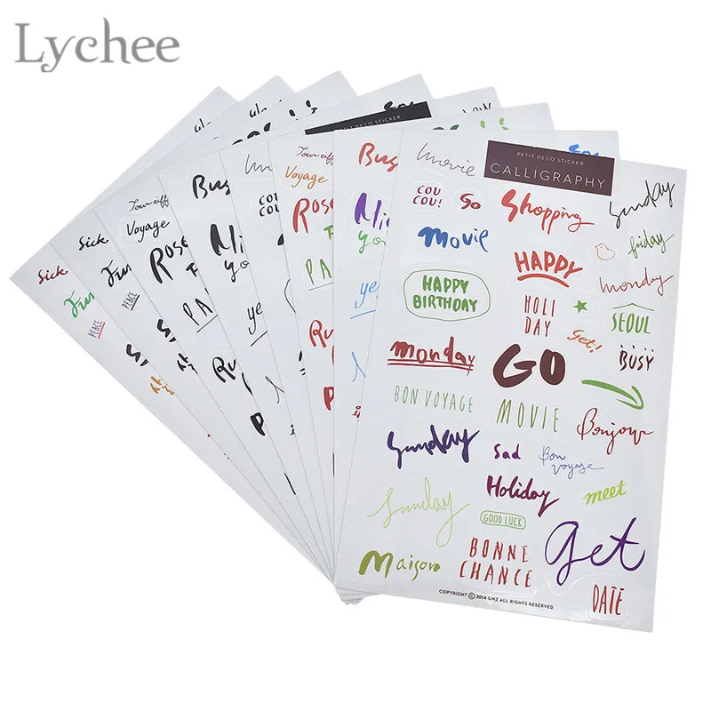 lychee 8 sheets art letters stickers for scrapbook handwriting alphabet