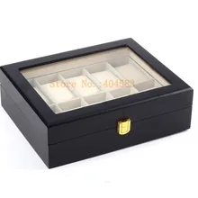10 слот черная лакированная деревянная коробка для часов деревянная коробка