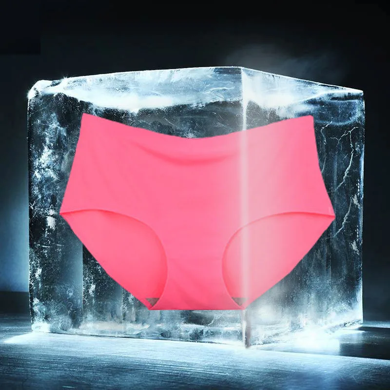 Hot Sale Intimates Breathable Seamless Briefs Cool Ice Silk Viscose Women Underwear Summer Mid