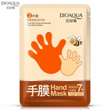 BIOAQUA 5 пар/уп. мед эссенция+ растительный экстракт отбеливающая маска для рук против морщин разглаживающие кожу увлажняющие перчатки уход за руками 35 г