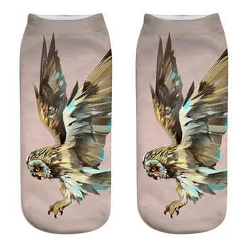 

35-39 Man Harajuku Owl Socks 3D Print Animal Sokken Gothic Hip Hop Punk Street Style Funny Low Cut Ankle Sox for Lovers Couples