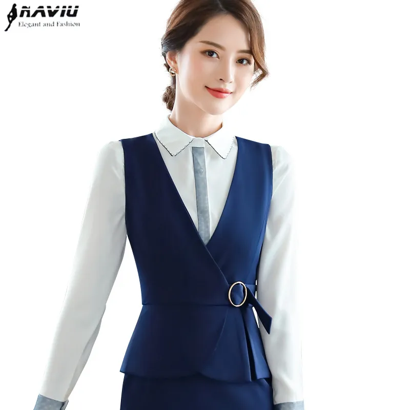 Spring professional vest women OL fashion formal V neck slim vest coat