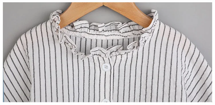 Асимметричные полосатые рубашки блузки для маленьких девочек; белые топы с длинными рукавами и круглым вырезом; одежда для детей; Новинка года; осенние детские блузки