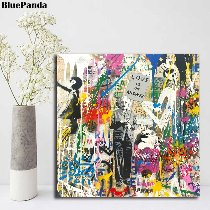 

Mr Brainwash Einstein Painting Artist Posters And Prints Decorative Wall Art Pictures For Living Room Home Decor