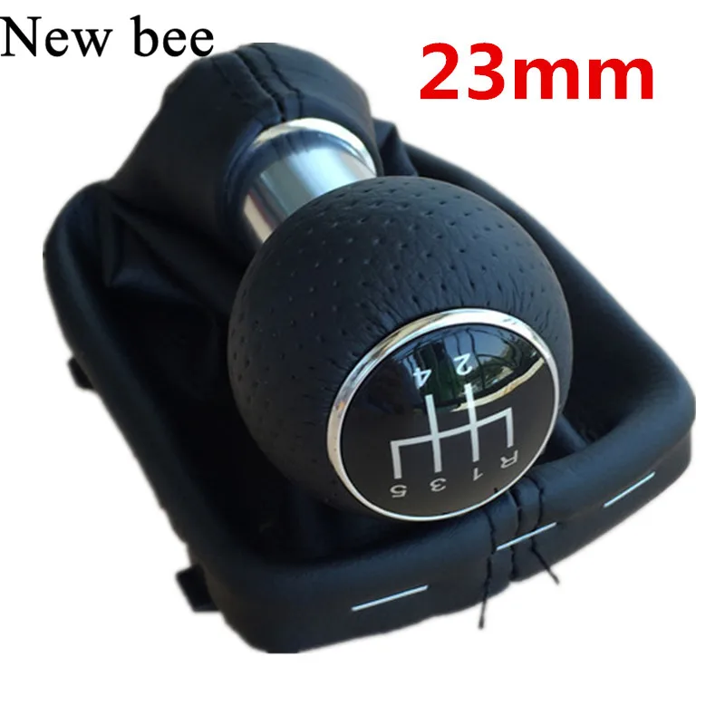 

Newbee 23mm / 5 Speed Car Gear Shift Knob With Leather Boot Gear Stick Lever Gaiter Collar For Audi A3 8L 2001 2002 2003 Black