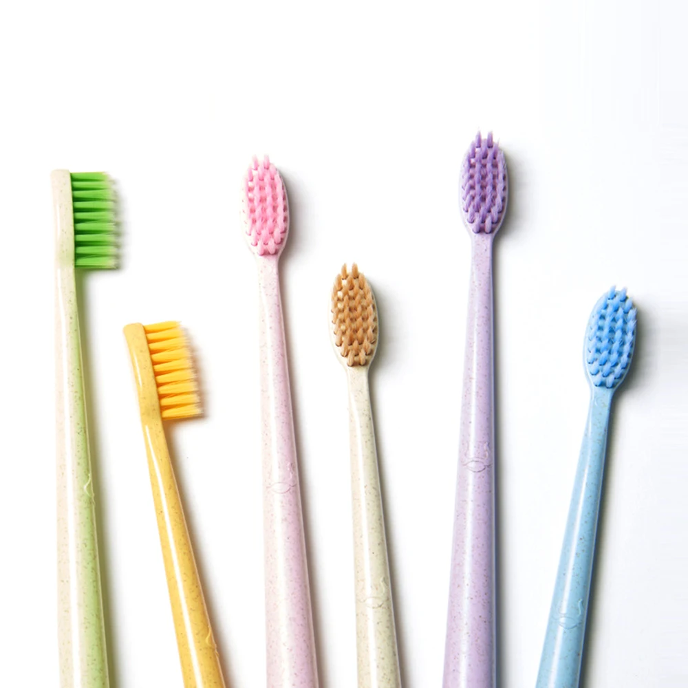 

1Pc Protable Small Head Soft Wheat Straw Bamboo Eco Friendly Household/Travel Charcoal Toothbrush Suitable for Children Adults