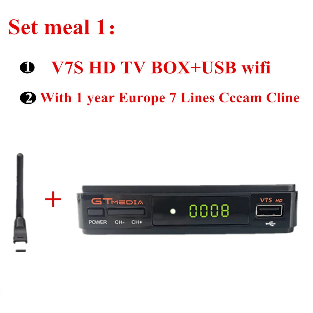 1 год Европа Cline Freesat V7 HD DVB-S2 1080P спутниковый ресивер+ USB wifi Португалия Испания Германия ТВ Декодер для тюнера PK V9 Super - Цвет: V7-WIFI-CCCAM