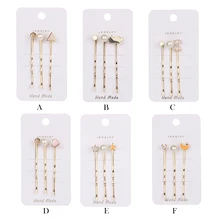 1 комплект металлические шпильки геометрической формы сердце бант имитирование жемчужные заколки для волос аксессуары для женщин кристаллическая звезда заколка для волос